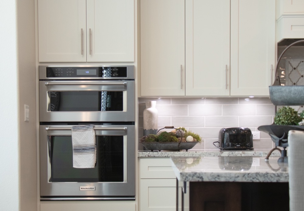 Modern kitchen design with stainless steel oven